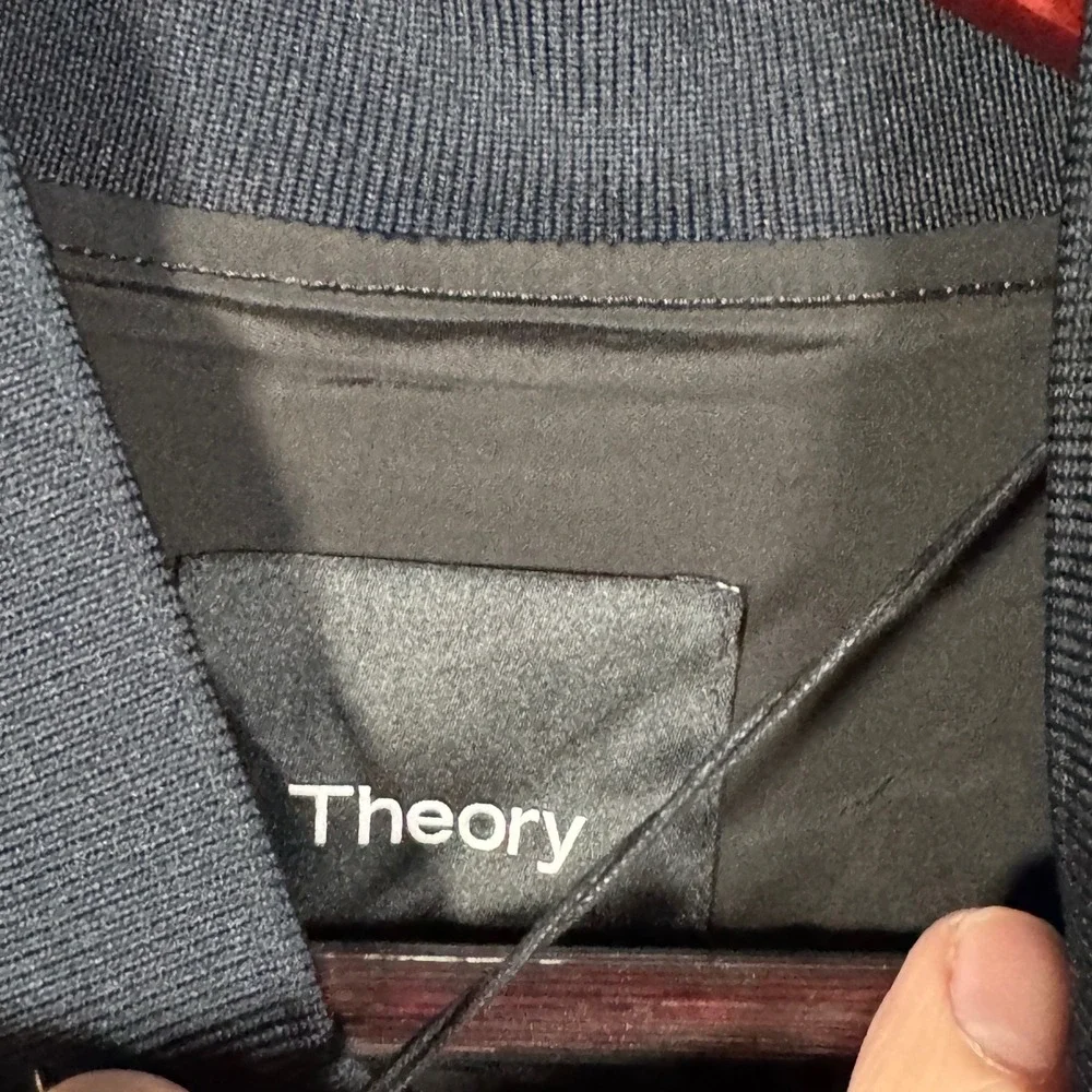Theory Murphy Precision Ponte Jacket Mens M Navy Blue Bomber